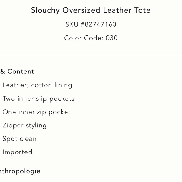 Anthropologie Slouchy Oversized Leather Tote - Picture 7 of 7
